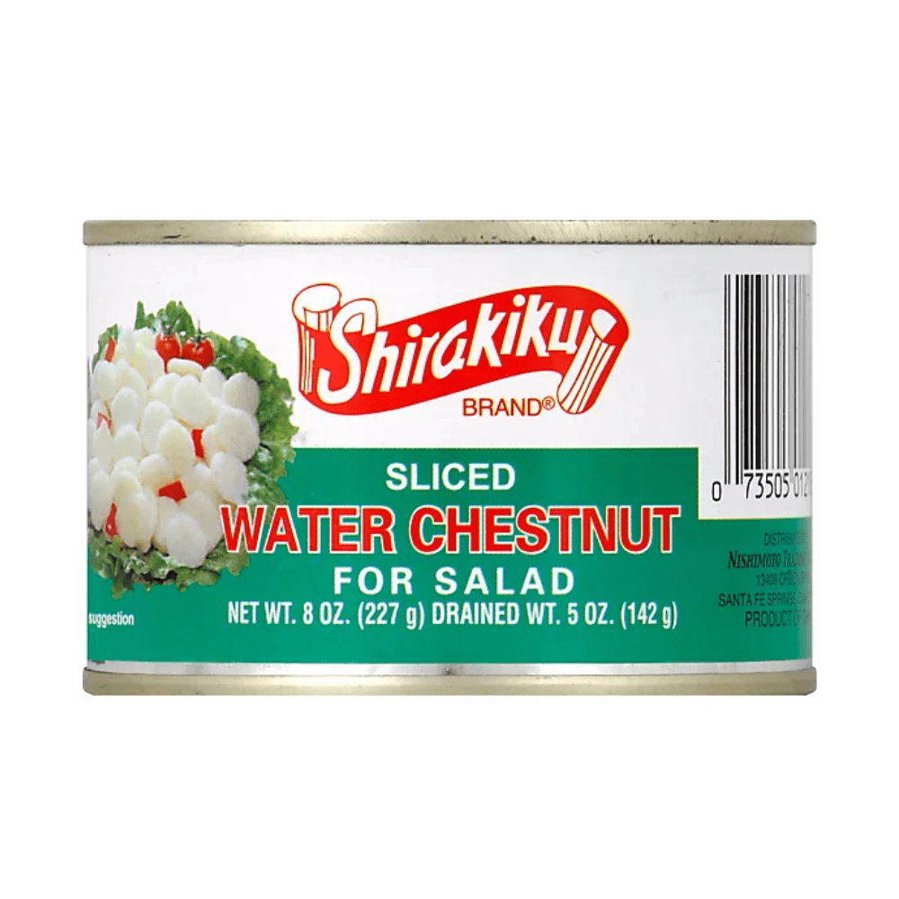 (2 pack) Shirakiku Water Chestnuts Sliced, 8 oz, Contains Chestnuts, Does Not Contain Dairy