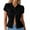 Black, variant on Lixiuxyad Half Sleeve Women Women's Pure Color Casual Collar Button Up Short Sleeve Shirt