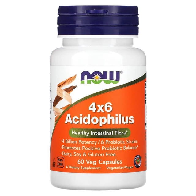 NOW FOODS ACIDOPHILUS 4X6 SALUD INTESTINAL 60VCAPS