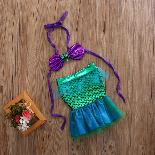 Ensemble pour Bébés Filles Little Mermaid Costume Bikini Maillot de Bain Tenue Robe