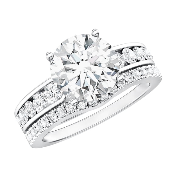 Rosec Jewels IGI Certified Lab Grown Diamond 3 Carat Engagement Ring Set (E-VS1 Quality), 925 Sterling Silver, US 4.00