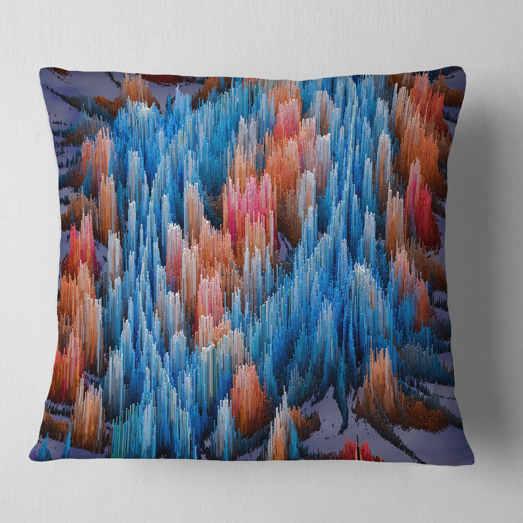 Designart Macro Render Structure Blue Red - Contemporary Throw Pillow - 16x16