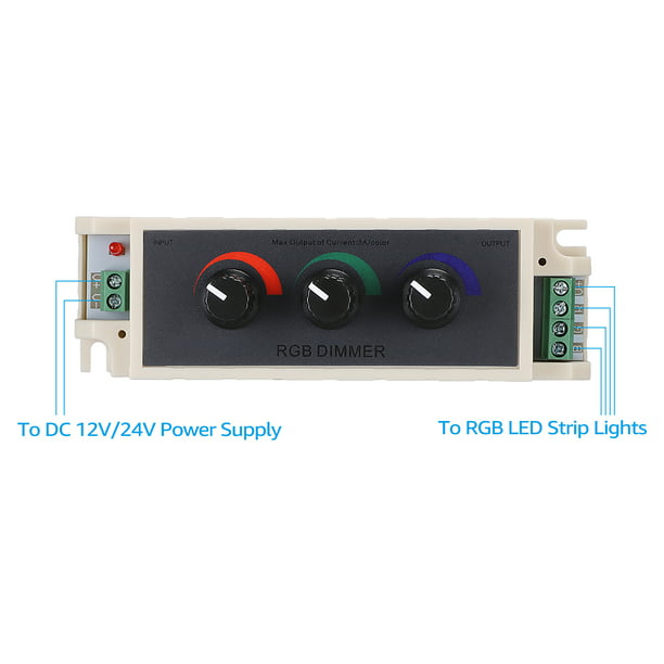 DC12V-24V 9A RGB LED Dimmer Controller for RGB Multi-Color LED Strip Lights & Single Color LED Lights, 3 Channels Output -