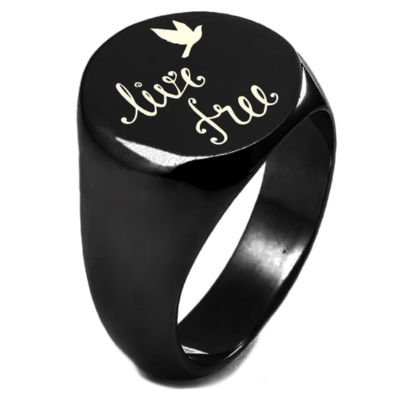 Sterling Silver Live Free Engraved Round Flat Top Polished Ring