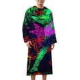 thumbnail image 2 of Neo Pop Art Blacklight Glow in The Dark Bathrobe Plush Bathrobe Cozy Unisex Winter Bathrobe Warm Water Absorbent, 2 of 9