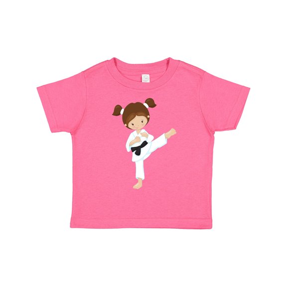 Inktastic Karate Girl, Cute Girl, Brown Hair, Black Belt Girls Toddler T-Shirt
