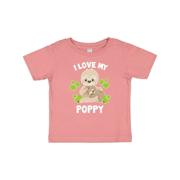 Inktastic Cute Sloth I Love My Poppy with Green Leaves Boys or Girls Baby T-Shirt