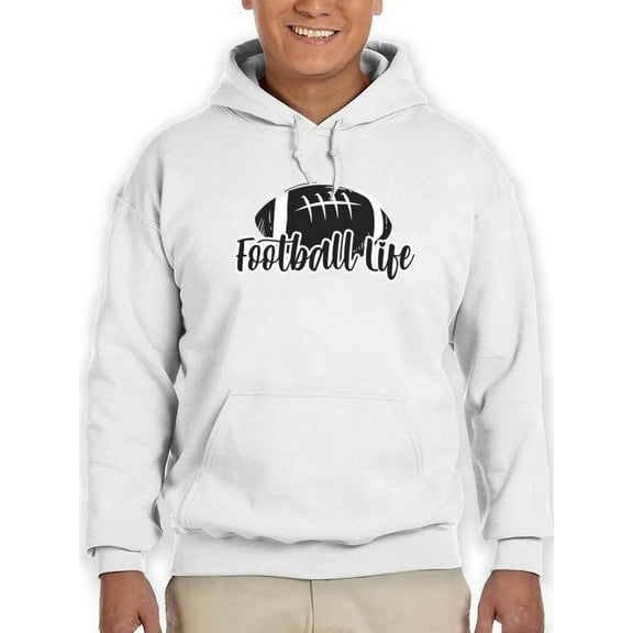 Smartprints Mens Graphic Hoodie White - Football Lifestyle Cotton Blend Classic Fit