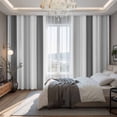 thumbnail image 2 of Grey Striped Blackout Curtains for Bedroom/Living Room, Pinch Pleated Black Out Curtains, Minimalist Farmhouse Stripe Room Darkening Window Drapes with Hooks 2 Panels, 39"x70", 2 of 8