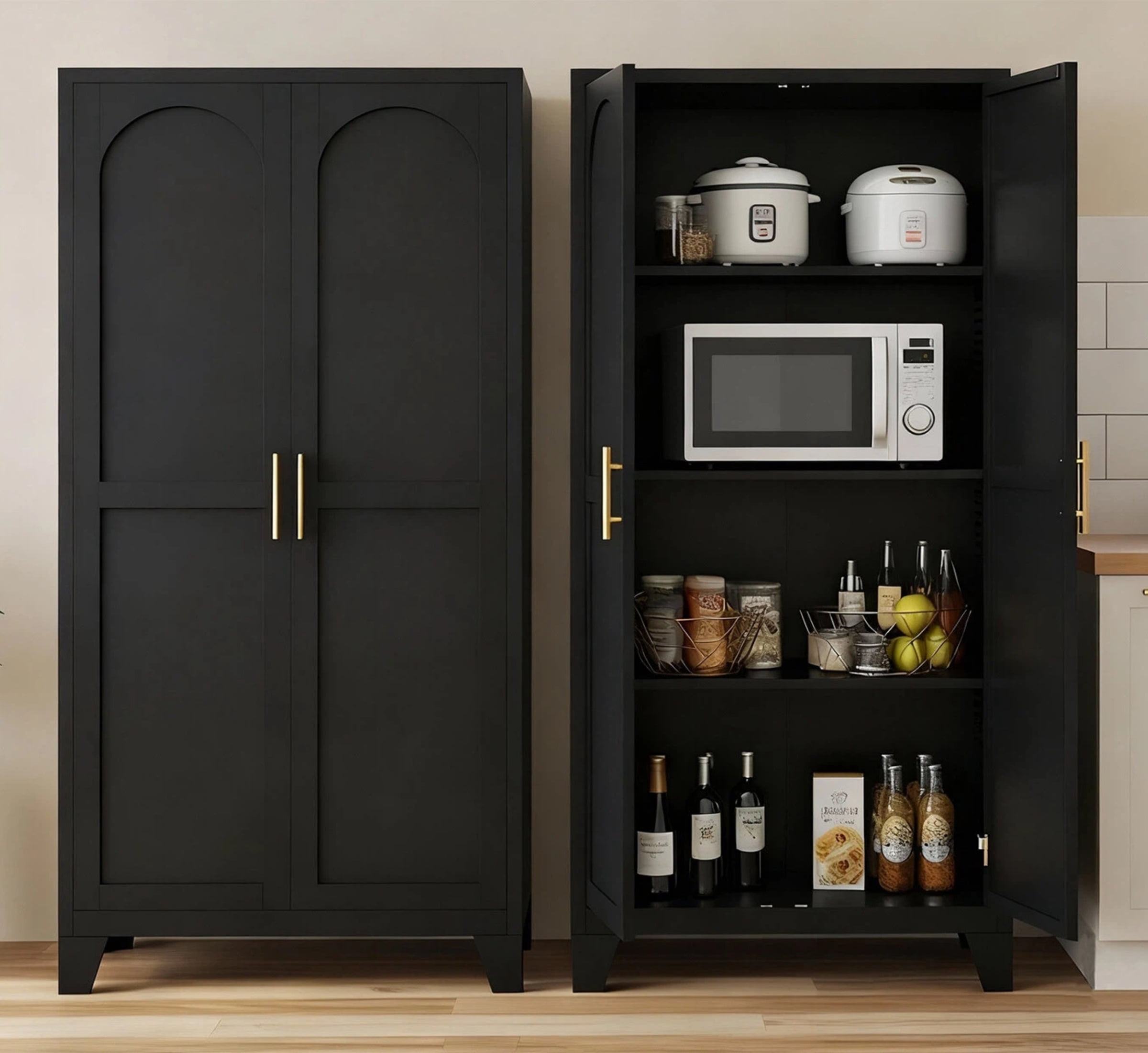 AISWORD 61" Tall Metal Storage Cabinet with Adjustable Shelves, 2 Doors Steel Cabinet for Office, Garage, Utility Room, Kitchen Storage, Black