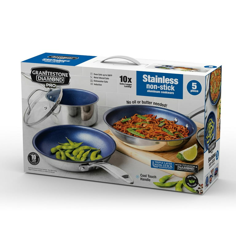 HLAFRG Pots and Pans Set Nonstick, Blue Granite Induction Kitchen Cookware Sets, 14 Pcs Non Stick Cooking Set, Pans & Pots & Steamer,Oven Safe