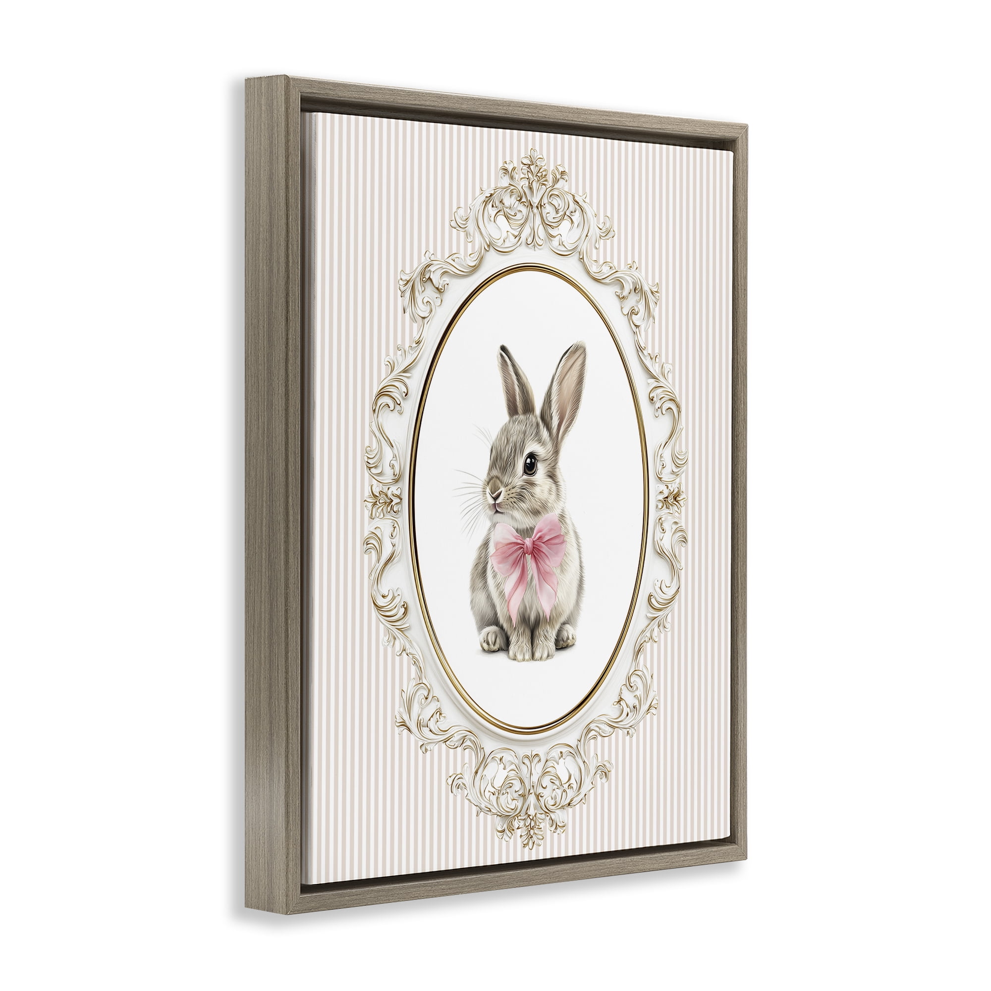 Stupell Industries Ornate Border Bunny Brown Framed Floater Canvas Wall Art, design by Christine Simpson Art