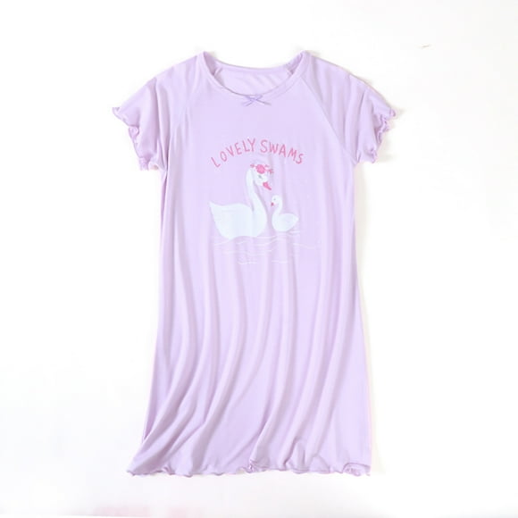 Girls' Nightgowns Girls Short Sleeve Sleep Dress Nightgown Homewear for Girls Nightgowns Nightie 3-12 Years