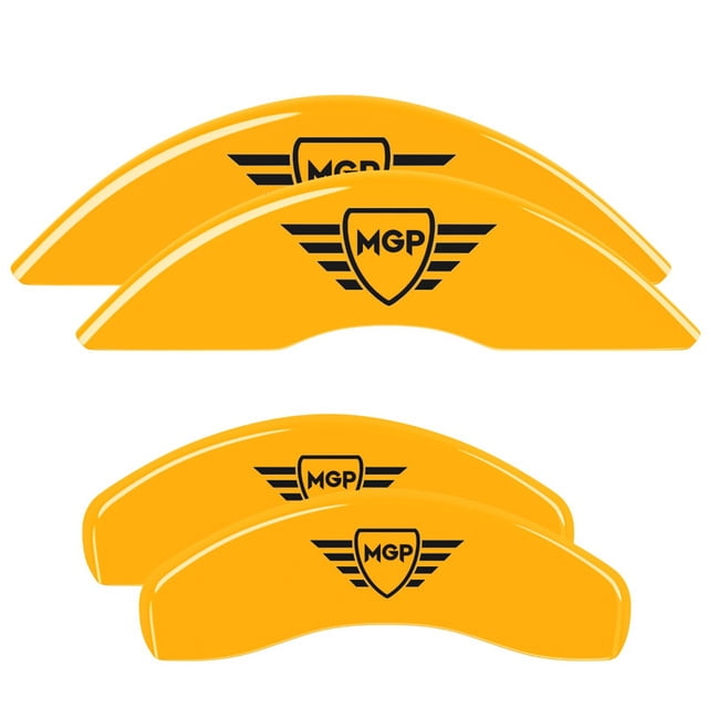 Convient 2021-2023 Ford Bronco Sport MGP Caliper Cover Caliper Cover 10255SMGPYL Remplacement OE; MGP Logo; Revêtement en Poudre; Jaune; Aluminium; Ensemble de 4