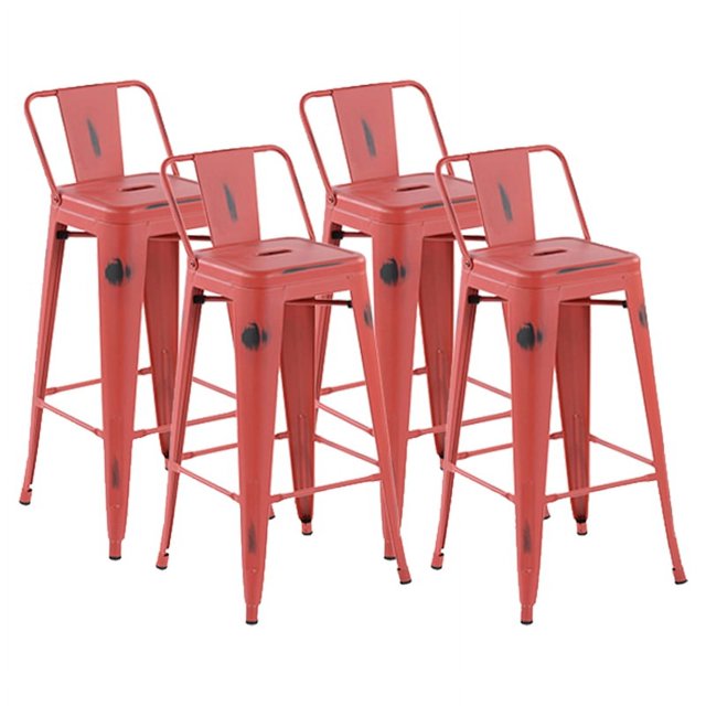 Pemberly Row Tabourets à Barres en Métal de Transition 29" en Rouge (Lot de 4)