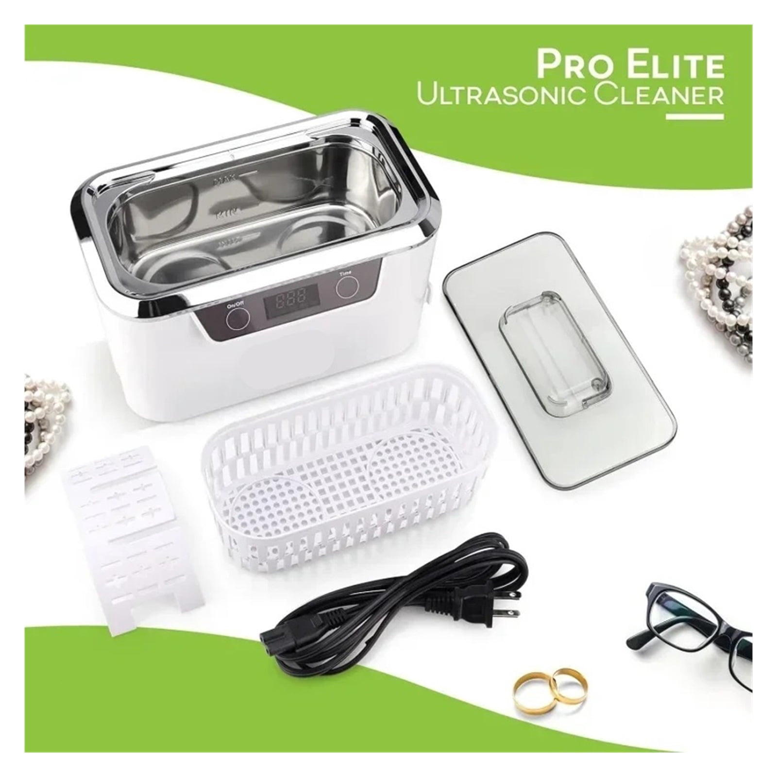Ultrasonic jewelry cleaner for silver,gold,diamond ring,necklaces |   professional ultrasonic cleaner machine Glass