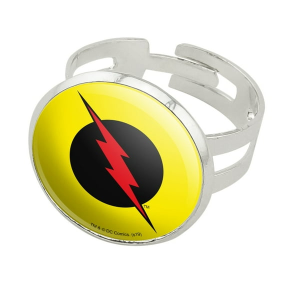 The Flash Reverse Flash Logo Silver Plated Adjustable Novelty Ring