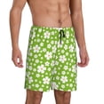 thumbnail image 2 of Kdxio Green White Flowers Print Mens Sleep Shorts Bottoms Soft Comfy Pajama Wear Pants with Drawstring Pockets, 2 of 7