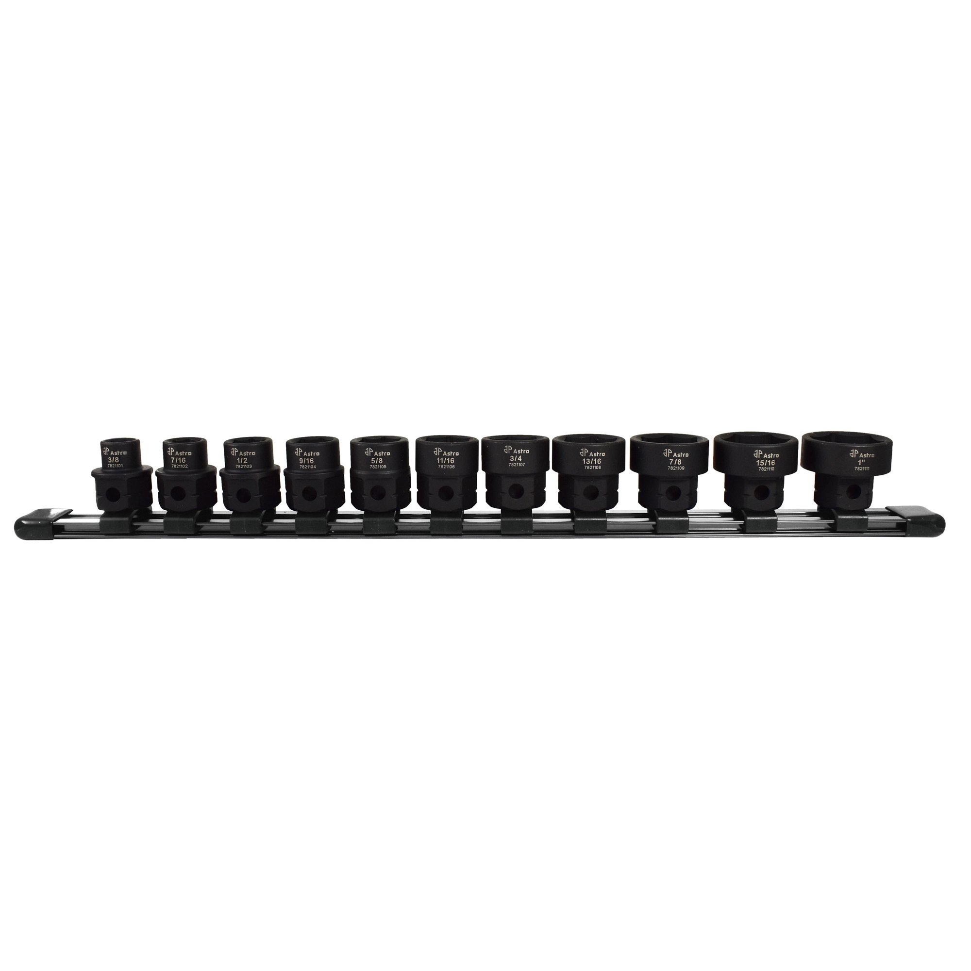 Astro Pneumatic Tool 78211 11pc 1/2-Inch Drive Low Profile Nano Impact Sockets - SAE