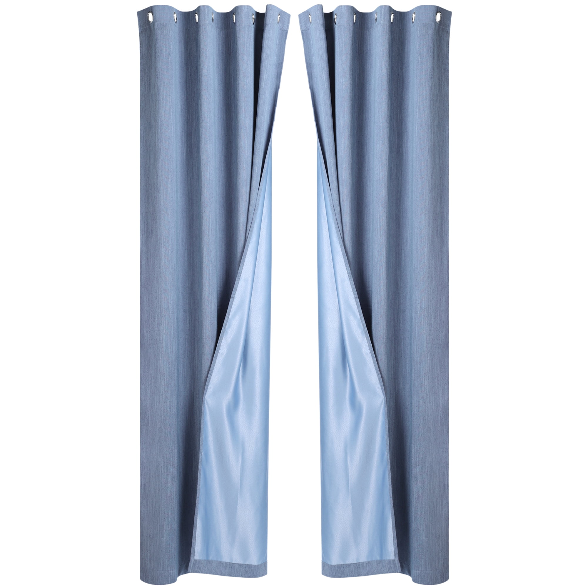 Unique Bargains 2 Panels Linen Look Blackout Curtains for Bedroom Steel