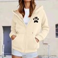 thumbnail image 2 of Zip Up Jackets for Women Fleece Heart Print Oversized Long Sleeve Hooded Sweatshirts Winter Casual Hoodies, 2 of 5