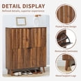 thumbnail image 6 of LEFHDA Modern Fluted Shoe Cabinet, 31.5" Slim Shoe Storage Cabinet with 2 Flip-Down Drawers, Narrow Freestanding Shoe Rack Organizer for Entryway, Hallway, Walnut, 6 of 10