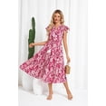 thumbnail image 4 of Vestido midi casual de verano con estampado floral en forma de A para mujer GRACE KARIN, 4 of 5