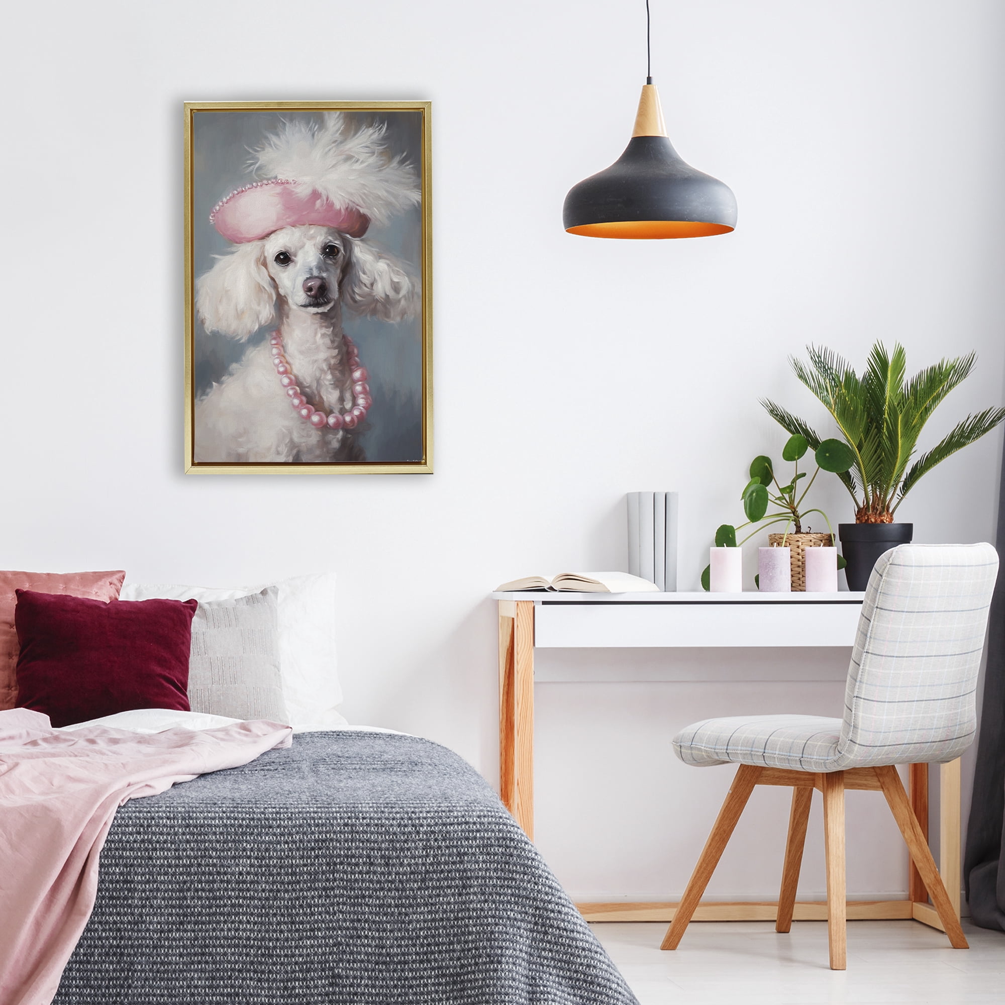 Stupell Industries Beautiful Collette Pup Gold Framed Floater Canvas Wall Art, design by Tina LeCour