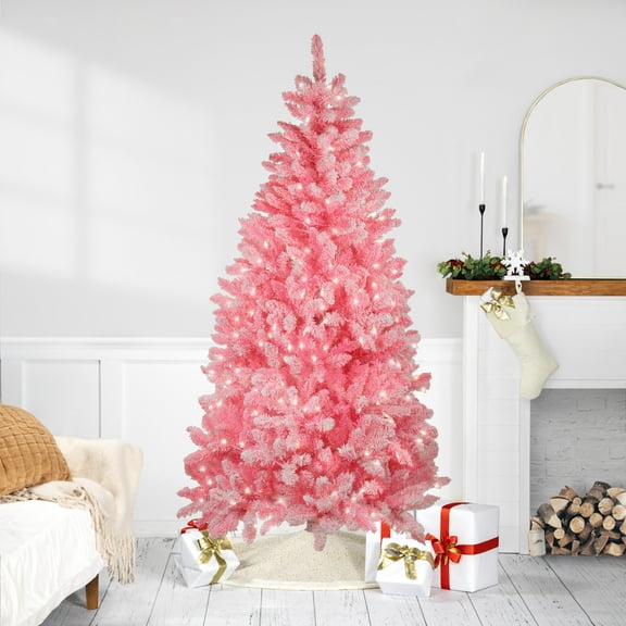 Northlight 6' Prelit Artificial Christmas Tree Slim Flocked Pine - Clear Lights