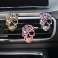 thumbnail image 5 of 3-piece skull car air freshener vent clip, sparkling crystal punk skull head car vent clip car diffuser charming cute car accessories interior decoration unisex, 5 of 5