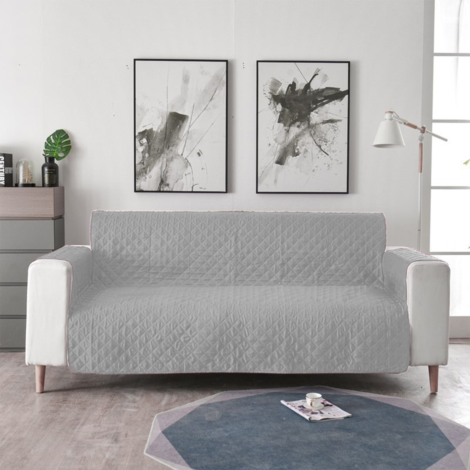 Reversible Sofa Cover Couch Cover for Dogs with Elastic Straps Water Resistant Furniture Protector for Pets Couch Cover for 2 Cushion Couch