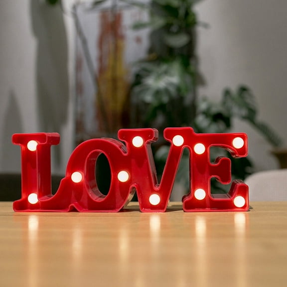 WRITWAA LED Love Letter Sign Red Table Light Romantic Decorative Lamp for Valentines Day