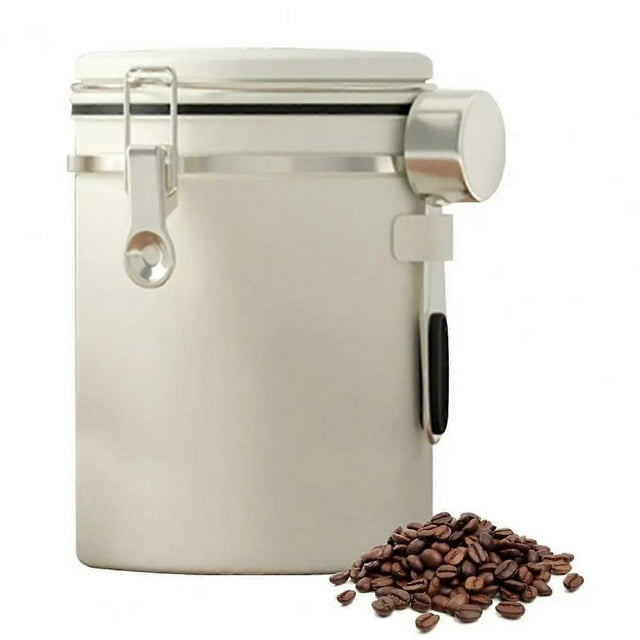 1800ML Stainless Steel Coffee Canister Airtight Container with Date Tracker Measuring Spoon Freshness Lock Kitchen C