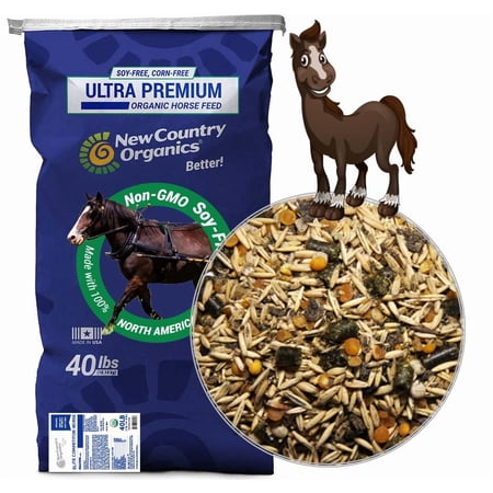 New Country Organics | Elite Horse Feed for Horses Under The Stresses of Competition and Travel | Corn-Free and Soy-Free | 14% Protein | Certified Organic and Non-GMO | Grain & Oats Feeder 40 lbs