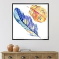 Designart Colorful Blue Bird Feather From Wing FLOAT FRAME WALL ART ...