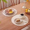 thumbnail image 2 of LOKHOM 13" Round Placemats Set of 6, Faux Leather Waterproof Heat Resistant Placemats, Reversible Solid Table Mats for Kitchen Dining Room, Beige, 2 of 7