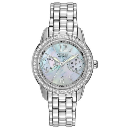 Drive Mother Of Pearl Dial Ladies' Eco Drive Silhouette FD1030-56Y Silver-Tone Stainless steel Bracelet with Mother-of-Pearl Dial Watch ()