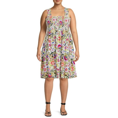 Terra & Sky Women's Plus Size Smocked Sun Dress
