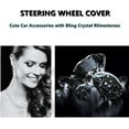 thumbnail image 3 of Microfiber Plush Steering Wheel Cover, with Bling Bling Crystal Rhinestones for Women Girls, Universal Fit 15 Inch Car Anti-Slip Steering Wheel Protector (Purple), 3 of 5