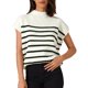 thumbnail image 1 of INSPIRE CHIC Chaleco de Suéter Sin Mangas de Cuello Simulado a Rayas para Mujeres, Camisetas de Punto de Manga Corta, S Blanco, 1 of 6