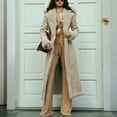 thumbnail image 3 of Women's Solid Color Long Plush Anti-Freeze Suede Wool Coat for Fall and Winter, Warm and Stylish for Cold Weather,Beige,L, 3 of 7