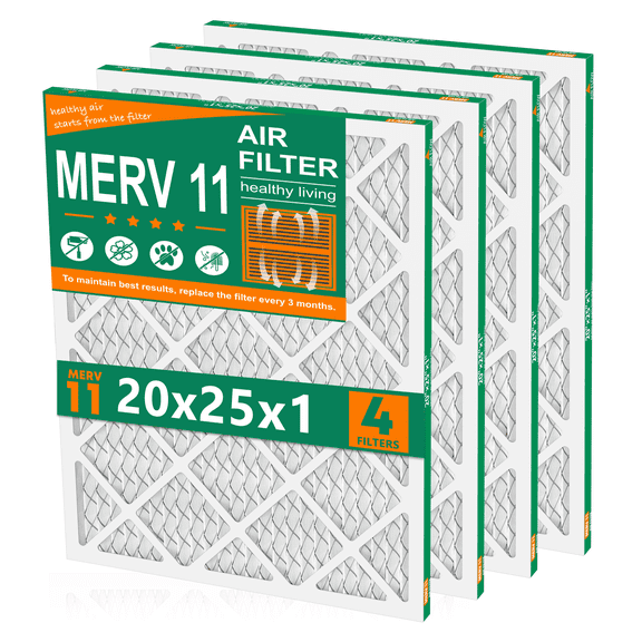 SUIXINEYI HVAC Furnace Air Filter 20x25x1 MERV 11 With Pleated Design for Home Air Confitioner,4 Packs
