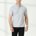 thumbnail image 4 of Nnhblu Men Cotton Short Sleeve Turndown collar Button Mens T Shirts Gray M, 4 of 9