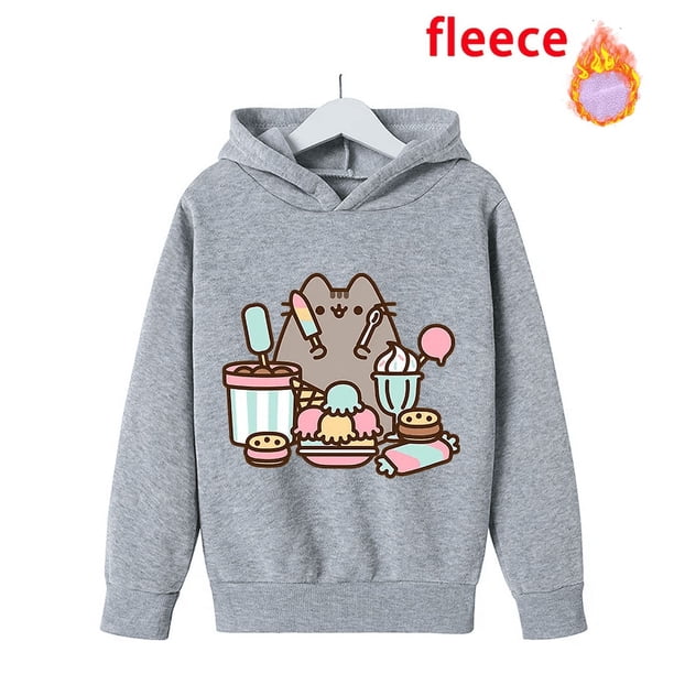 Pusheen-Sudadera de lana con estampado de dibujos animados para niño, suéter con capucha de lana para mantener el calor y la comodidad, ideal para regalo de Navidad, novedad de 2023