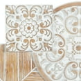thumbnail image 4 of DecMode White Wood Carved Geometric Floral Wall Decor with Brown Scrolls, 4 of 13