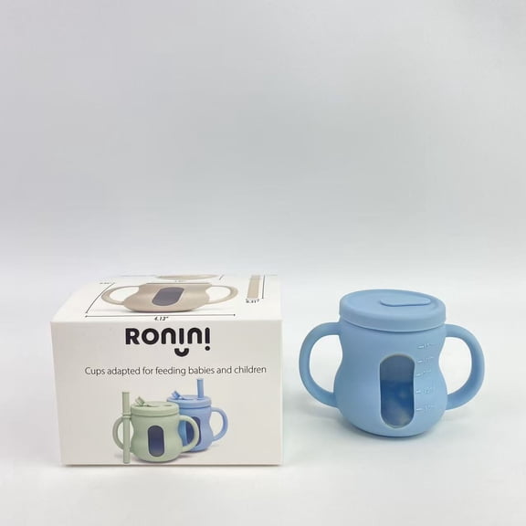 RONINI Cups adapted for feeding babies and children,Silicone Sippy Cup, Baby Straw Cup for 6 12 18 Months, Sippy Cup with Straw for Toddlers 1-3 Years, Baby Water Cup for Drinking and Training, 6 oz