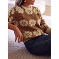 thumbnail image 4 of PRETTYGARDEN Women's Floral Crewneck Sweater Knit Pullover Loose Fit, Chunky Knit Sweaters Tops, Dressy Casual Work Vacation Holiday Outfits, Womens Fall Fashion, Winter Clothes, 4 of 9