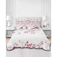 thumbnail image 2 of Full Size Quilt Bedding Set, Pink Leaves Reversible Summer Quilt 3 Pieces, Summer Botanical Lightweight Bedspreads Coverlets with 2 Pillow Shams for All Seasons, 2 of 5