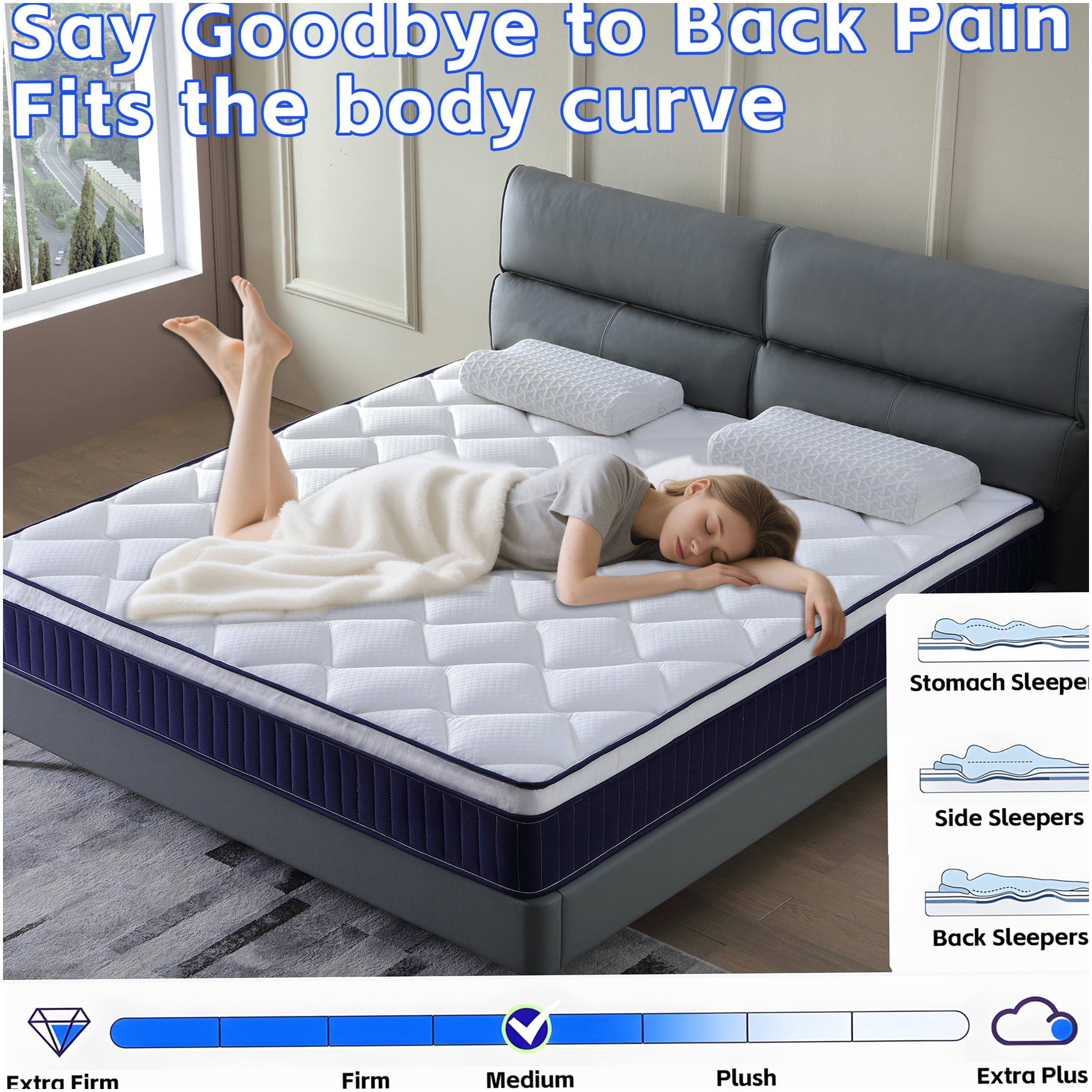 King Size Mattress in a Box, 10 Inch Hybrid Gel Memory Foam and Pocket Springs, Medium Firm, CertiPUR-US Certified, Fiberglass Free, Motion Isolation, Breathable Cover