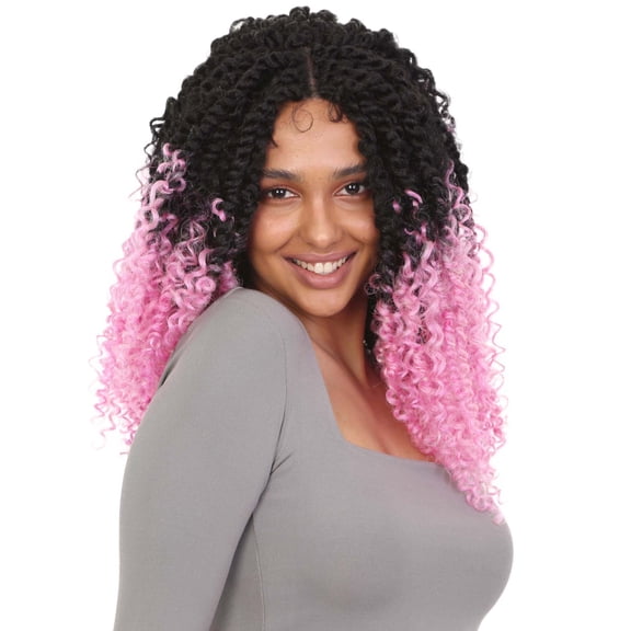 LUXLUXE Tierra 19" Hot Pink Curly Lace Braid Wig for Women, 4x4 Hand-Tied Heat-Resistant Synthetic Hair